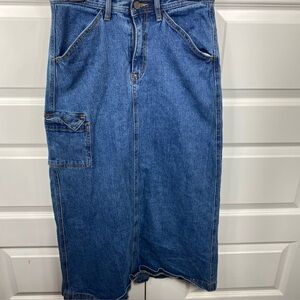 J.Galt Brandy Melville Long Carpenter Denim Maxi Skirt Small Cargo Pocket Y2K